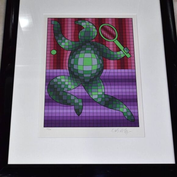 Victor Vasarely Tennis Player Signed & Numbered Limited Edition Serigraph Framed - Picture 10 of 10